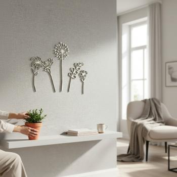 Preview: Holz Blumen Wildblumen Dekoration Blumenstrauß aus Holz Wand Deko - verschiedene Motive